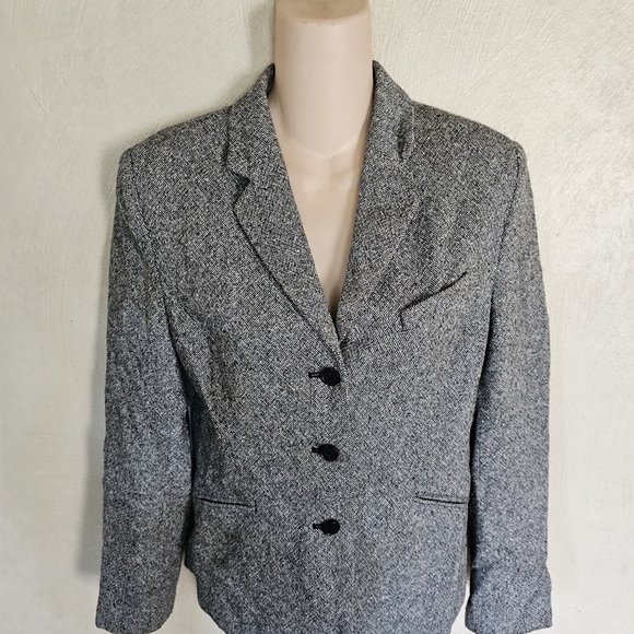 The Limited Wool Blend Gray,Black,White Tweed Blazer Jacket Size Women's Small - Picture 4 of 11